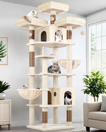 Equivera Katzenbaum XXL mit 2 Katzenhäusern und 2 Körbchen für 3-5 Katzen – Bild 1 von 1