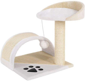 Equivera Katzenkratzbaum mit Plüschball und Krallenbogen in Beige/Weiß für Katzen – Bild 1 von 1