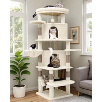 Produktbild von Equivera Kratzbaum Eckmodell für Katzen mit 2 Häuschen und Hängematte 167 cm Höhe