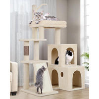 Produktbild von Equivera Kratzbaum für Katzen in Beige mit 2 Katzenhäusern und Sisal-Kratzflächen