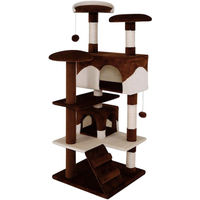 Produktbild von Equivera Kratzbaum für Katzen mit 2 Plüschbällen, 3 Plattformen und Liegeflächen aus Sisal und Plüsch, 130 cm Höhe