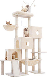 Equivera Kratzbaum in Käfigform für große Katzen mit 3 Körbchen, Hängematte und Sisal-Kratzfläche in Beige, 160 cm hoch – Bild 1 von 1