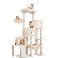 Produktbild von Equivera Kratzbaum in Käfigform für große Katzen mit 3 Körbchen, Hängematte und Sisal-Kratzfläche in Beige, 160 cm hoch