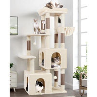 Produktbild von Equivera Maine Coon Katzenkratzbaum Beige 156 cm mit 2 extra großen Katzenhäusern und Sisalstämmen für 3-5 Katzen