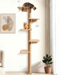 Equivera Wandkratzbaum aus Naturholz mit 5 Ebenen und Sisal für Katzen 210 cm – Bild 1 von 1