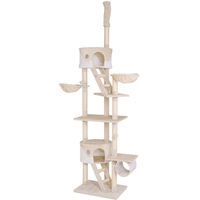 Produktbild von Equivera XXL-Kratzbaum für Katzen mit Sisal und Plüsch in Beige/Weiß mit Hängematte, Tunnel und Höhlen