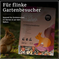 Produktbild von Erdtmanns Eichhörnchenfutter 600g Nährstoffreiche Mischung aus Nüssen Saaten und Früchten für Eichhörnchen und Wildvögel