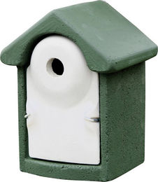 Erdtmanns Meisenkasten Nistkasten aus FSC-zertifiziertem Holzbeton in Grün/Weiß 16,5x18,5x25 cm - 1 Stk. – Bild 1 von 6