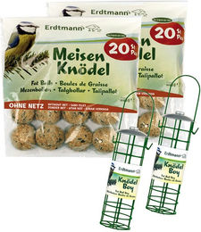 Erdtmanns Meisenknödel für Wildvögel mit 2 Knödelboy Futterspendern 40 Stück – Bild 1 von 1