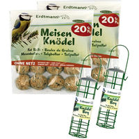 Produktbild von Erdtmanns Meisenknödel für Wildvögel mit 2 Knödelboy Futterspendern 40 Stück