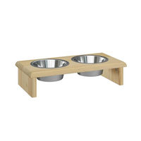 Produktbild von Erst-Holz Erhöhte Futterstation für Hunde und Katzen aus Holz mit 2 Edelstahlschüsseln Größe S