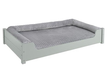 Erst-Holz Haustierbett aus Kiefer mit Rollrost und Polsterung Grau XL 120x70 cm – Bild 1 von 8