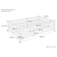 Produktbild von Erst-Holz Hundebett aus Kiefer mit Rollrost in Grau 80x50 cm