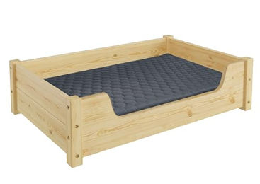 Erst-Holz Hundebett aus Kiefer Natur Grau 80x50 cm – Bild 1 von 3