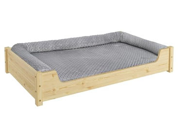 Erst-Holz Kuscheliges Haustierbett aus Kiefer Holz in Grau und Natur XL 120x70 cm – Bild 1 von 3