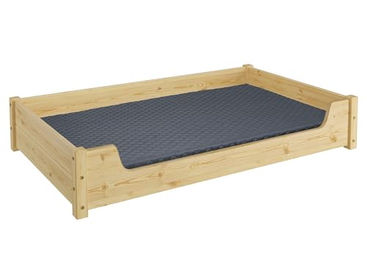 Erst-Holz Kuscheliges Haustierbett aus Kiefer Holz in Natur und Grau XL 120x70 cm – Bild 1 von 3
