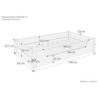 Produktbild von Erst-Holz Luxuriöses Hundebett aus Kiefer mit Rollrost und Matratze Grau 100x60 cm