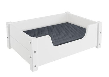 Erst-Holz Tierbett für Hunde und Katzen aus Kiefer Holz Weiß 60x40 cm inklusive Matratze und Rollrost – Bild 1 von 7