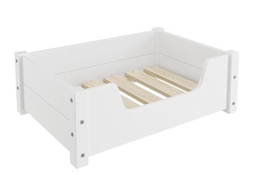 Erst-Holz Tierbett für Hunde und Katzen aus Kiefer Holz Weiß 60x40 cm mit Rollrost – Bild 1 von 3