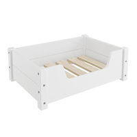 Produktbild von Erst-Holz Tierbett für Hunde und Katzen aus Kiefer Holz Weiß 60x40 cm mit Rollrost