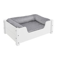 Produktbild von Erst-Holz Tierbett für Hunde und Katzen aus Kiefer Holz Weiß 60x40 cm mit Rollrost Polster und Matratze