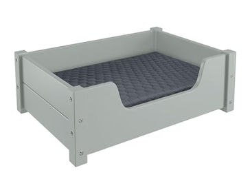 Erst-Holz Tierbett für Hunde und Katzen aus Kiefer mit Matratze und Rollrost Grau 60x40 cm – Bild 1 von 6