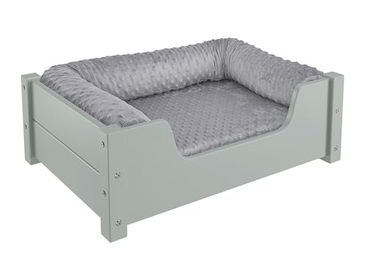Erst-Holz Tierbett für Hunde und Katzen aus Kiefer mit Rollrost und Polsterung Grau 60x40 cm – Bild 1 von 9
