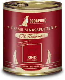 Produktbild von Escapure Hundefutter Rinder Gulasch Stückchen in Sauce mit hohem Fleischanteil 6x800g