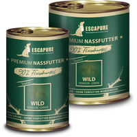 Produktbild von Escapure Wild Topferl Hundefutter mit 90% Wildfleisch Hirsch und Stückchen in Sauce getreidefrei hypoallergen