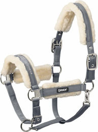 Eskadron Fellhalfter Fauxfur Double Pin für Warmblut in Blau und Grau – Bild 1 von 2