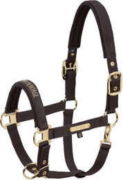 Eskadron Heritage 2526 Gurtband Halfter mit Doppelsteckknopf für Warmblut in Schwarz und Gold – Bild 1 von 2