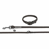 Produktbild von Eskadron Hundeset Halsband und Leine aus Kunstleder in Teak Brown Größe M