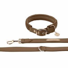 Produktbild von Eskadron Hundeset Heritage Faux Leather Plait in Beige Braun mit Golddetails