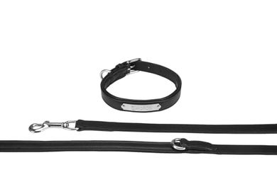 Produktbild von Eskadron Hundeset Leather Core aus Leder in Schwarz-Silber Größe XL