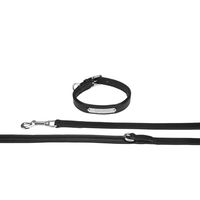 Produktbild von Eskadron Hundeset Leather Core aus Leder in Schwarz-Silber Größe XL
