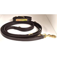 Produktbild von Eskadron Leather Hundeset aus Leder mit Halsband und Leine in Braun-Gold