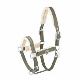 Produktbild von Eskadron Pferdehalfter Classic Sports Denim Double Pin mit Teddyfleece in Dusty Olive Größe P1