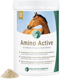 Produktbild von ESS Amino Active Aminosäuren Nahrungsergänzung mit Biotin, Zink und Mangan für Pferde als Pulver 1000g