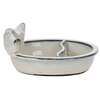 Produktbild von Esschert Design 2 in 1 Keramik Bodenfutterstation in Beige und Weiß