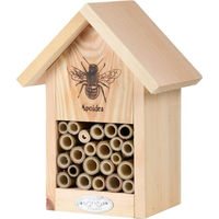Produktbild von Esschert Design Bienenhaus aus Holz mit Strichzeichnung in Braun und Natur als Nisthilfe für Wildbienen