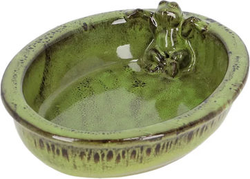 Esschert Design Vogelbad Frosch aus Keramik in Grün oval – Bild 1 von 3