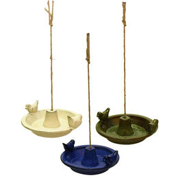 Esschert Design Vogelbad und Futterstelle aus Keramik hängend bunt – Bild 1 von 3