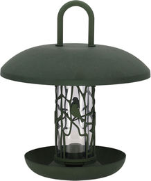 Esschert Design Vogelfutterspender Futtersilo mit Schale aus recyceltem Kunststoff in Grün und Grau – Bild 1 von 6