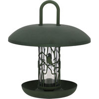 Produktbild von Esschert Design Vogelfutterspender Futtersilo mit Schale aus recyceltem Kunststoff in Grün und Grau
