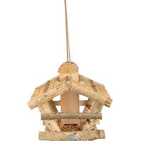 Produktbild von Esschert Design Vogelhaus aus Holz mit Strohdach und Silo in Braun zum Hängen