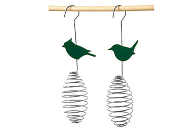 Esschert Design Vogelhaus Futterfeder aus Metall für Meisenknödel in Grün und Silber – Bild 1 von 7