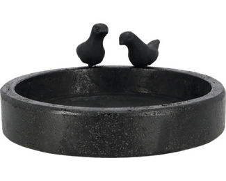 Esschert Design Vogeltränke aus Keramik in Schwarz rund 30,1 x 32,8 x 11,5 cm – Bild 1 von 2