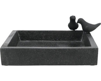 Produktbild von Esschert Design Vogeltränke aus Terrazzo in Schwarz 31,7 x 31,7 x 12,4 cm quadratisch