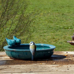 Esschert Design Vogeltränke rund M aus Keramik in Petrol und Türkis – Bild 1 von 8