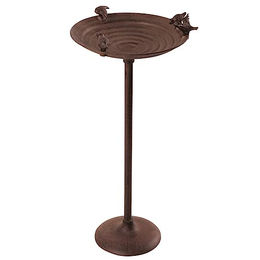Esschert Design Vogeltränke Schale auf Fuß aus Metall in Braun 27 x 60 x 27 cm – Bild 1 von 2